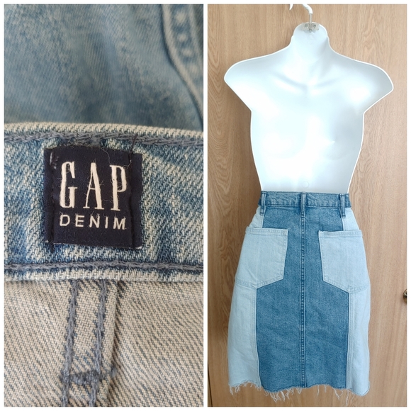 💙 GAP Two Toned Color block denim skirt - Picture 5 of 7